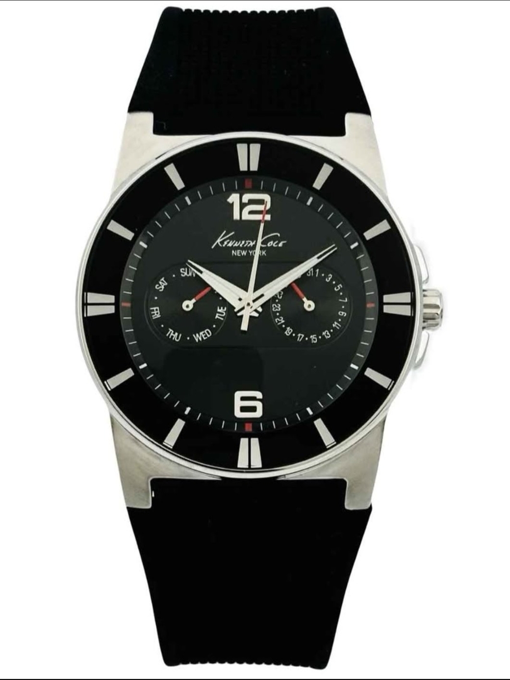 Kenneth Cole Black and Silver Multifunction Sport Watch